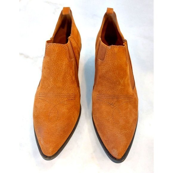 Lucky Brand Joelle Light Brown‎ Nubuck Leather Ankle Booties, Size 8.5 - Picture 2 of 8